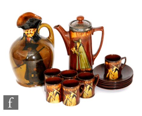 An early 20th Century Royal Doulton Kingsware Night Watchman decanter, the spout modelled as a hatted figure with a transfer 