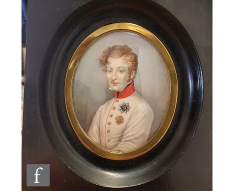 Amended description - BRITISH SCHOOL (EARLY 19TH CENTURY) - A portrait miniature on ivory, depicting Napoleon II, dressed in 