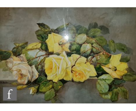 REGINALD HARRY AUSTIN (1890-1955) - A bouquet of yellow roses, watercolour, signed, framed, 34cm x 51cm, frame size 57cm x 70