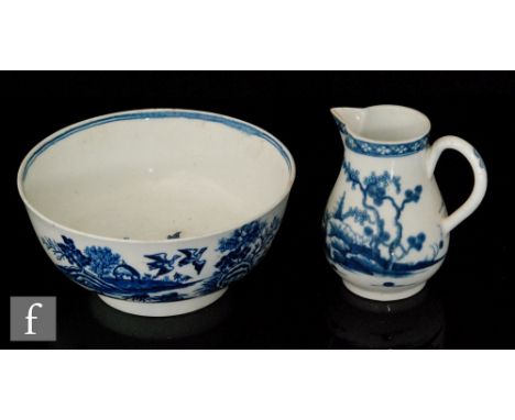 A late 18th Century Worcester sparrow beak jug decorated in the underglaze blue and white Cannonball pattern, painted C mark 
