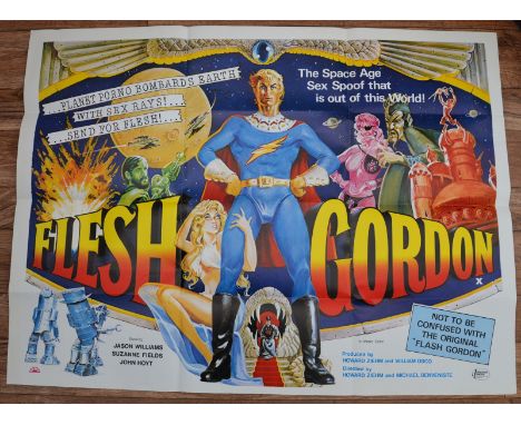FLESH GORDON (1974) UNCENSORED UK Quad Film Poster (30" x 40" - 76 x 101.5 cm) - Very Fine plus - Folded (as issued)