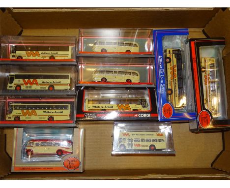 QUANTITYT OF DIECAST VINTAGE AND MODERN COACHES: by EFE and Corgi OOC - all in Wallace Arnold Livery - one duplicate noted - 