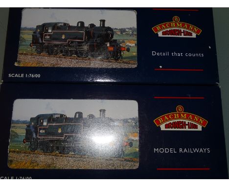 OO GAUGE MODEL RAILWAYS: PAIR OF BACHMANN IVATT STEAM TANK LOCOMOTIVES in BR black livery to include numbers 31-450 and 31-45