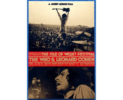 THE ISLE OF WIGHT FESTIVAL (2010) - 40th Anniversary Limited Edition poster featuring THE WHO & LEONARD COHEN by RON DONOVAN 