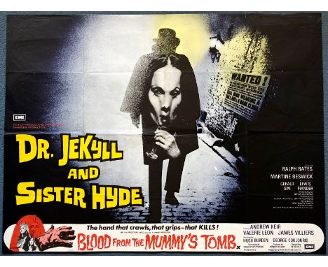 DR. JEKYLL & SISTER HYDE / BLOOD FROM THE MUMMY'S TOMB (1971) - British Double Bill UK Quad film poster - Tom Chantrell & Mik