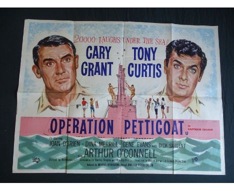 OPERATION PETTICOAT (1959) - UK Quad Film Poster - Tom Chantrell Artwork for this Drama starring Cary Grant and Tony Curtis -