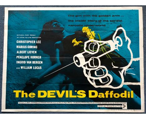 THE DEVIL'S DAFFODIL (1961) - UK Quad film poster - 'Drug' influenced artwork - First Release - CHRISTOPHER LEE - (30" x 40" 