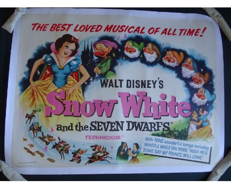 SNOW WHITE (1950's Reissue) - UK Quad Film Poster (30" x 40" - 76 x 101.5 cm) - Folded (as issued) now presented conservation