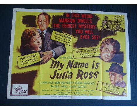 MY NAME IS JULIA ROSS (1945) - UK Quad Film Poster - First Film Noir made by Joseph H Lewis (30" x 40" - 76 x 101.5 cm) Very 