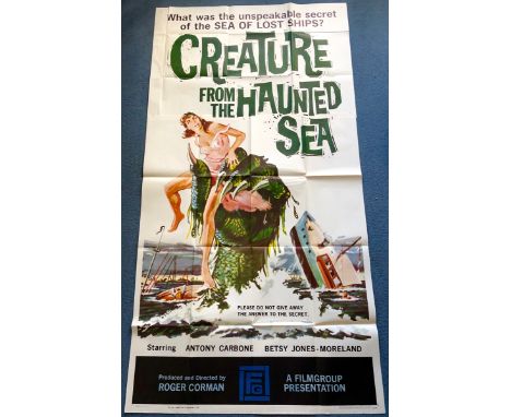 CREATURE FROM THE HAUNTED SEA (1961) - US Three Sheet movie poster (NSS #61/146) - ROGER CORMAN - Great monster artwork - 41"