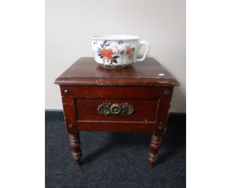 A 19th century commode together with a china chamber pot