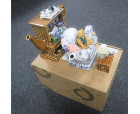 A boxed Ringtons millennium celebration teapot together with a Ringtons tea time teapot with sugar basin 