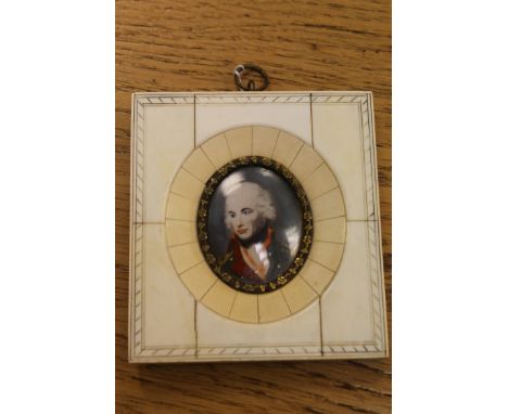 A portrait miniature depicting a statesman, 9.5 cm x 10.5 cm.