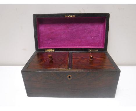 A late Victorian rosewood tea caddy
