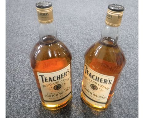 Two 1l bottles of Teacher's Highland Cream Scotch Whisky