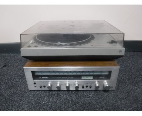 A vintage Technics turntable and amplifier 