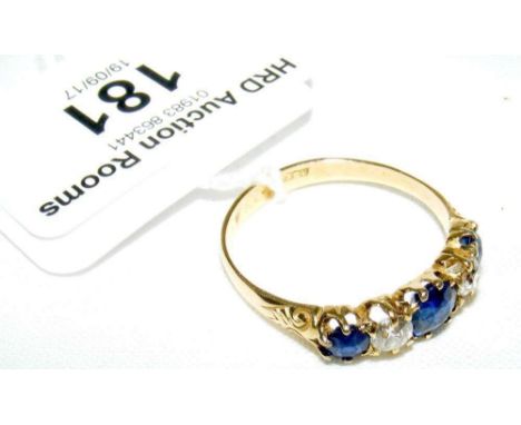 An 18ct gold sapphire and diamond five stone ring