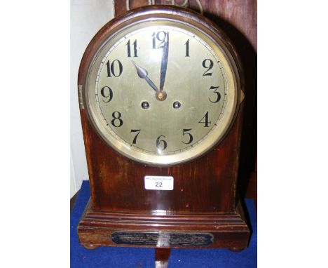 Mahogany cased striking mantel clock
