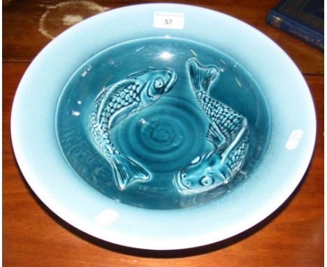 A 32cm diameter Alan White Limited Edition Poole Pottery Carp bowl