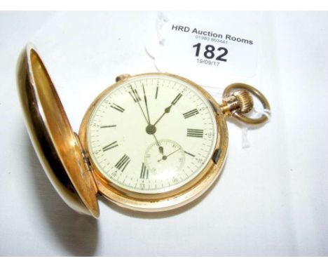 An 18ct gold cased full hunter, quarter repeater, gent's chronograph pocket watch