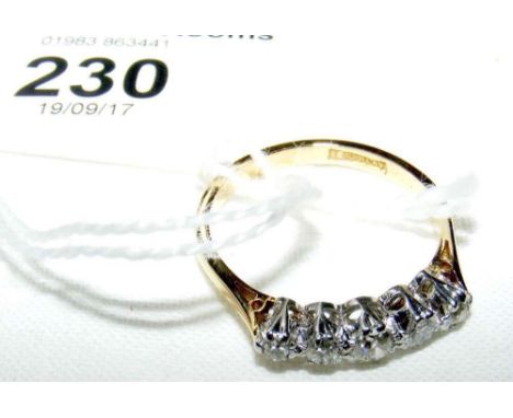 Five stone diamond ring in gold setting