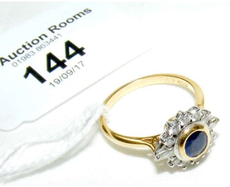 An 18ct yellow gold sapphire and diamond ring