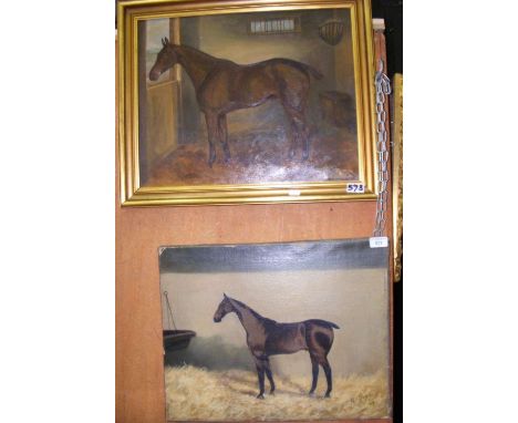An antique horse portrait and one other