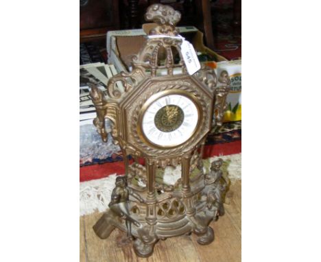 Decorative brass mantel clock