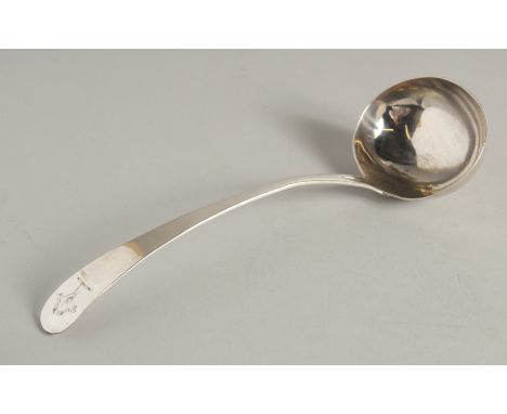 A GEORGIAN SILVER SOUP LADLE. No marks.