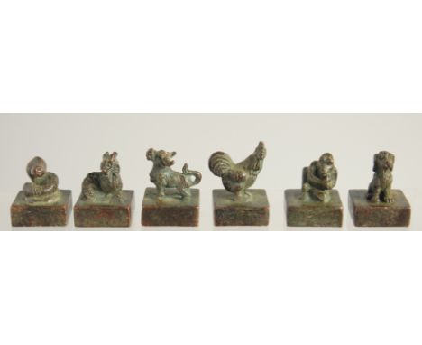 SIX SMALL CHINESE BRONZE SEALS.