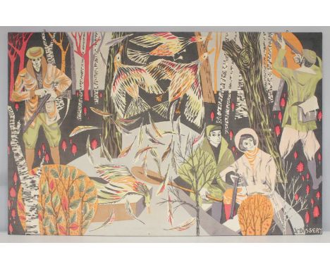 A LARGE 1960'S TAPESTRY by J. C. BISSENY. 36ins x 50ins.