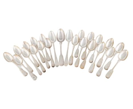 A set of eight George III silver Old English pattern teaspoons,by Thomas Watson, Newcastle circa 1800,all engraved with initi