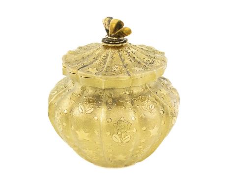 By Barry Witmond, a modern silver-gilt tea caddy, Sheffield 2016,lobed bulbous form, decorated with floral and star motifs, p