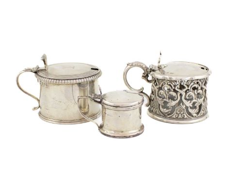 A Victorian silver mustard pot,by Henry Wilkinson &amp; Co, Sheffield 1844, circular form, pierced chased scroll foliate deco