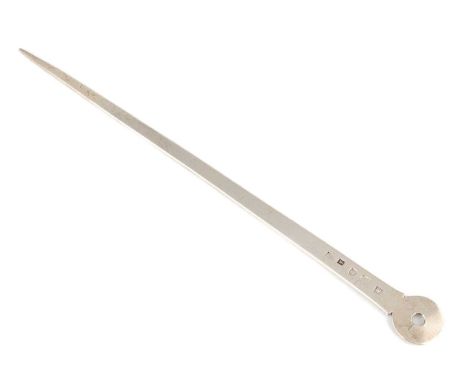 A George III silver skewer,by Richard Richardson II, Chester 1769,tapering form, with a small ring handle, length 28.5cm, app