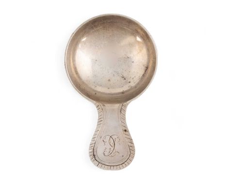 An early-19th century Swiss silver caddy spoon, by Phillipe Vernet, Lausnne circa 1800-1820, circular bowl, Feather-edge patt