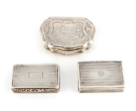 A William IV silver snuff box,by Francis Clark, Birmingham 1832,rectangular form with reeded borders, engine-turned decoratio