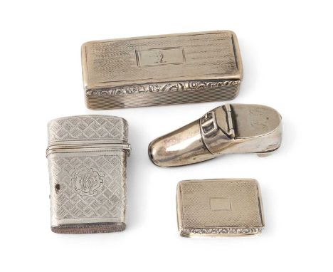 A small mixed lot of silver items,comprising: a William IV vinaigrette, by Joseph Willmore, Birmingham 1832, rectangular form