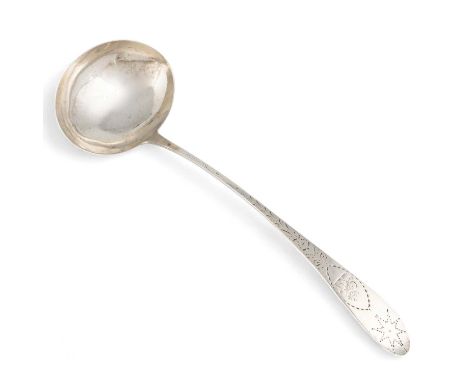A George III Irish provincial silver Bright-cut Celtic-point star pattern soup ladle,by Carden Terry &amp; Jane Williams, Cor