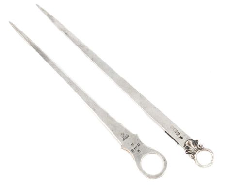 A George III Irish silver meat skewer, by Richard Sawyer, Dublin 1810, plain ring terminal, with a crest, plus a George III s