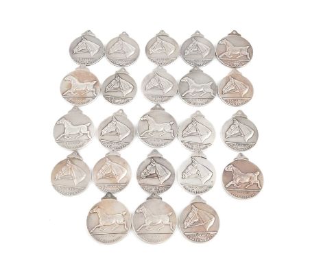 Hackney Horse Society, a collection of twenty-three silver medallions,by Mappin and Webb, Birmingham 1920,two designs, compri