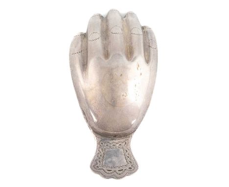 A George III silver right-hand caddy spoon, by Samuel Pemberton, Birmingham circa 1800, engraved fingernails and details, the
