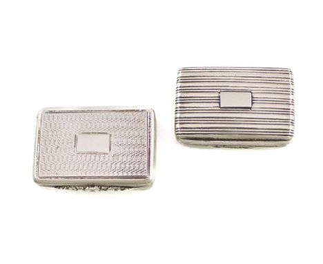 Two William IV silver vinaigrettes,one by Nathaniel Mills, Birmingham 1833,rectangular form, reeded decoration with a vacant 