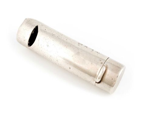 A late-Victorian silver combination vesta case and whistle,maker's mark worn, possibly by A and J Zimmerman, Birmingham 1897,