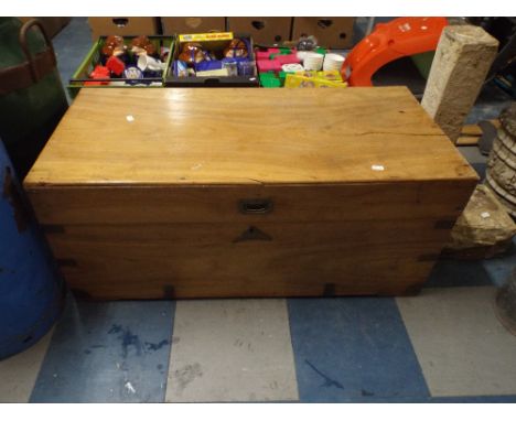 A Vintage Campaign Camphor Wood Chest With Brass Mounts and Carrying Handles, 94cm Wide 