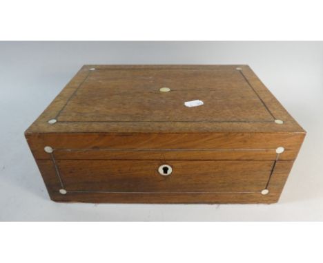 A Late 19th Century Mother of Pearl Inlaid Workbox with Removable Tray Containing Silks, Pins and Sewing Accessories 
