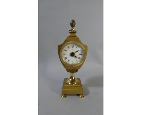 A Brass Vase Shaped Mantle Clock by Angelus, 22.5cm High 