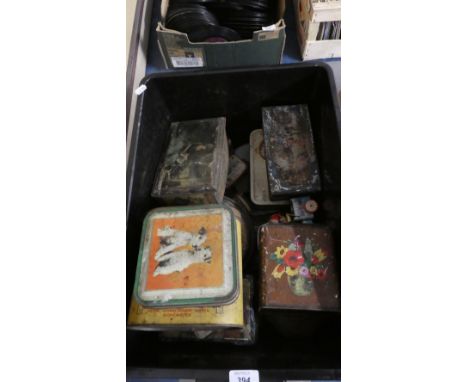 Box Containing Vintage Tins 