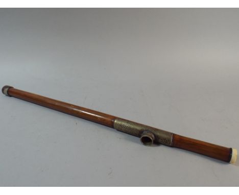 A Chinese Opium Pipe with Bamboo Stem, 49cm Long 