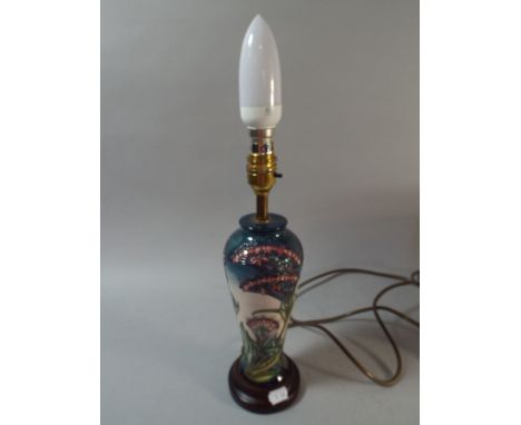 A Modern Moorcroft Table Lamp and Shade with Tube Lined Floral Decoration, Total Height 48cm 